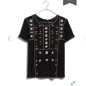 Madewell Embroidered Tie Back Cutout Top